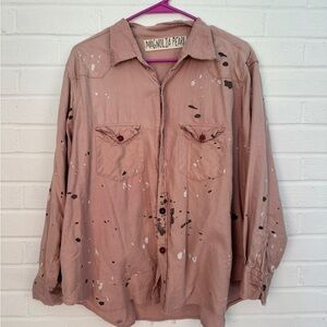 Magnolia Pearl Rainbow Artistic Splatter Button-Up Shirt